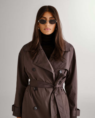 Silver framed sunglasses with dark lenses