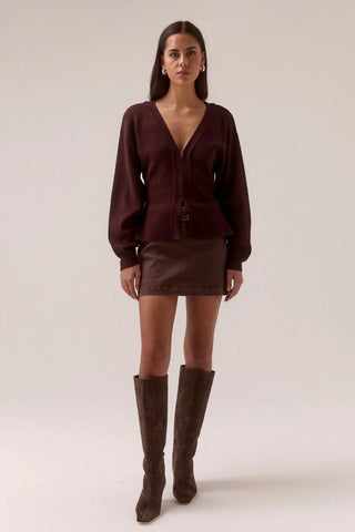SENTIMENT KNIT CARDI - PLUM