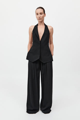Wool Double Layer Blazer, Black