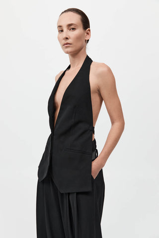 Wool Double Layer Blazer, Black