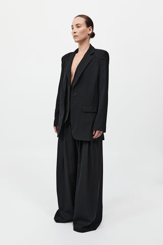 Wool Double Layer Blazer, Black