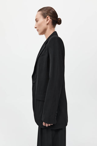 Wool Double Layer Blazer, Black