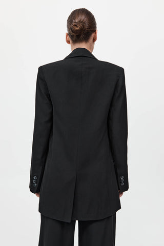 Wool Double Layer Blazer, Black