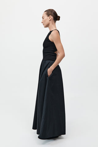 Bateau Cut Out Dress, Black