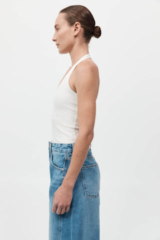 Rib Halter Top, White