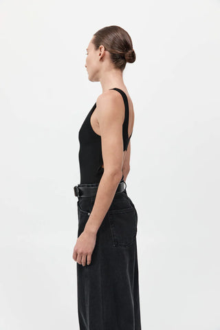 Rib Bateau Cut Out Top, Black