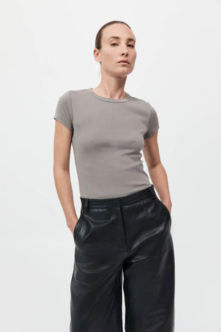 organic cotton baby tee, slate baby tee, st agni, short sleeve top, high neck top, 100% organic cotton tee, baby tee