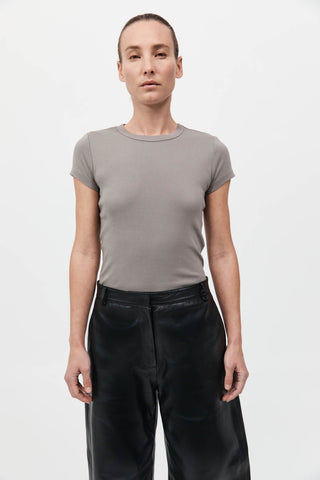 organic cotton baby tee, slate baby tee, st agni, short sleeve top, high neck top, 100% organic cotton tee, baby tee