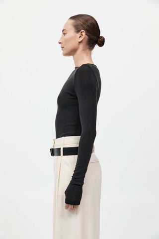 Bateau Long Sleeve Jersey Top, Black