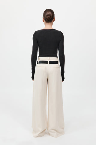 Bateau Long Sleeve Jersey Top, Black