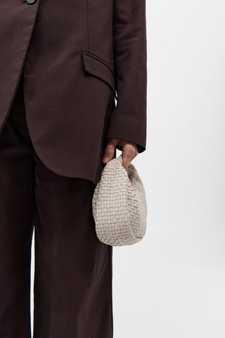 Lattice Weave Mini Bon Bon Bag, Creme