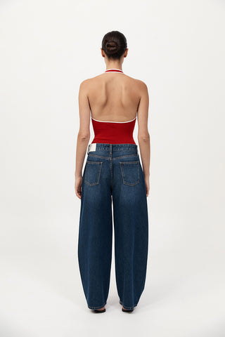 Mid Rise Balloon Jeans - Dark Indigo