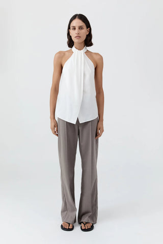 Oxford Halter Tie Back Top, White