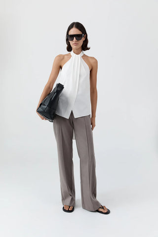 Oxford Halter Tie Back Top, White