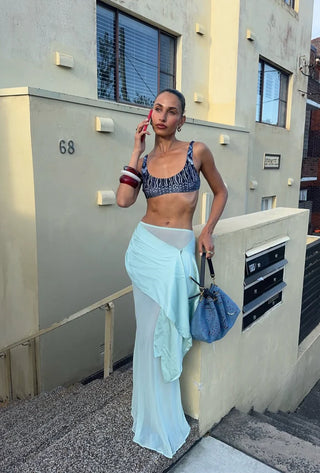 Vesper Silk Skirt, Seafoam