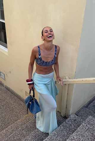 Vesper Silk Skirt, Seafoam