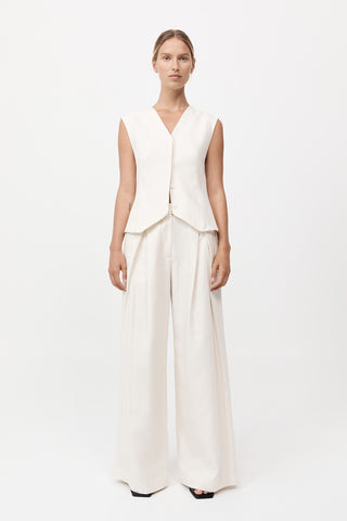 minimal fold trouser, st agni, st agni australia, relaxed fit pants, relaxed fit ivory pants, wide leg pants, loose fitting white pants, vest set