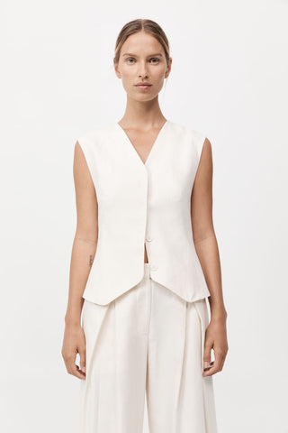minimal tailored vest, st agni, top, vest, ivory vest, structured vest, vest set, cotton vest, linen vest