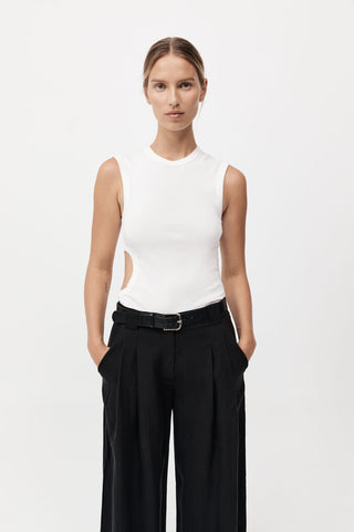 organic cut out tank, st agni, st agni australia, white tank, white cut out tank, organic tank, high neck tank