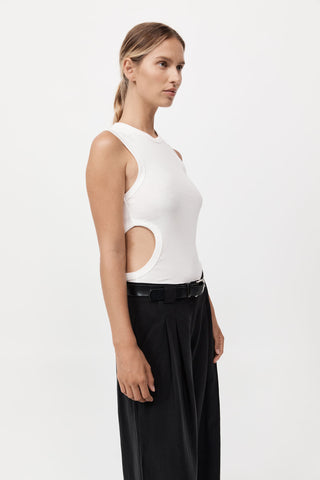 organic cut out tank, st agni, st agni australia, white tank, white cut out tank, organic tank, high neck tank