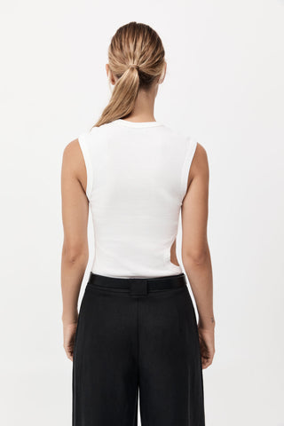 organic cut out tank, st agni, st agni australia, white tank, white cut out tank, organic tank, high neck tank
