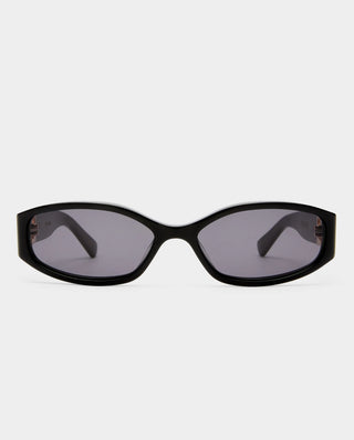 Black sunglasses with a gold hardware, the luv lou lottie in black