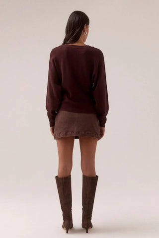 SENTIMENT KNIT CARDI - PLUM