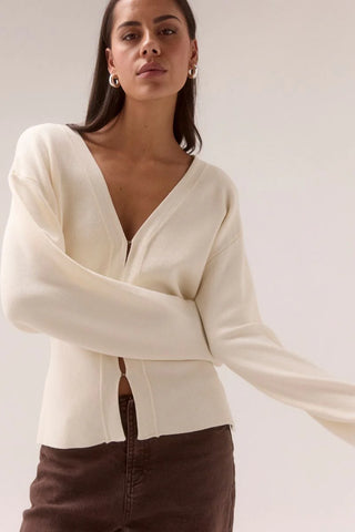 SENTIMENT KNIT CARDI - CHALK
