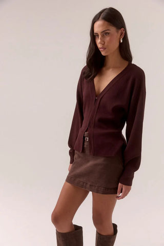 SENTIMENT KNIT CARDI - PLUM