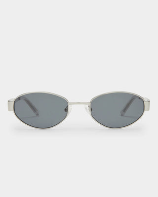 Silver framed sunglasses with dark lenses