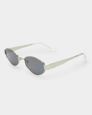 Silver framed sunglasses with dark lenses