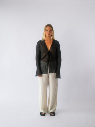 silk pants, silk pants, relaxed fit pants, bec and bridge, flowy pants, low waisted pants