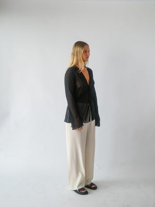 silk pants, silk pants, relaxed fit pants, bec and bridge, flowy pants, low waisted pants