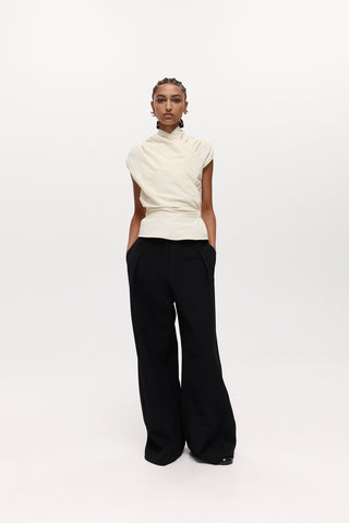 chaimberlain top, harris tapper, evaluated top, high neck top, nylon top, sleeveless events top, ivory sleeveless top, ivory high neck top 