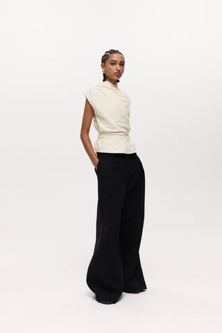 chaimberlain top, harris tapper, evaluated top, high neck top, nylon top, sleeveless events top, ivory sleeveless top, ivory high neck top 