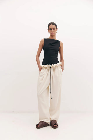 sherman trouser, harris tapper, relaxed trousers, trendy trousers, groovy pants, white pants, everyday pants