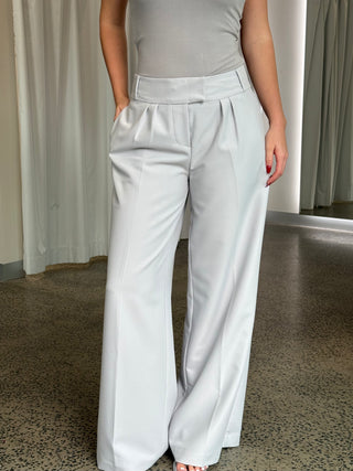 Wide Leg Suit Pant, Silver