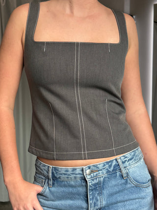 Top Stitch Bodice, Slate