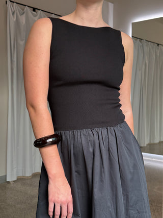 Bateau Cut Out Dress, Black