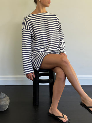 Haisley Skirt, Navy Stripe