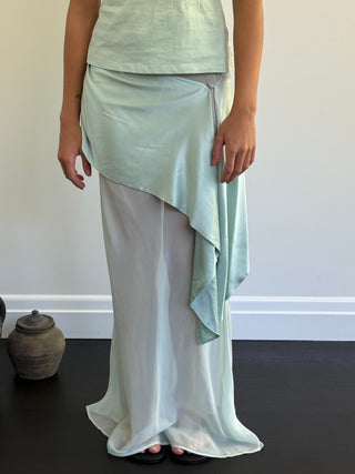 Vesper Silk Skirt, Seafoam