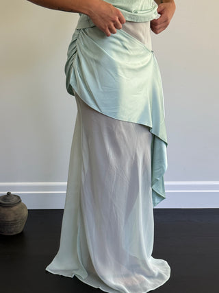 Vesper Silk Skirt, Seafoam