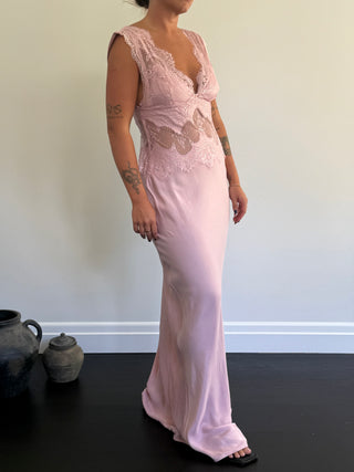 VISIONS LACE FLOOR LENGTH DRESS, ROSÉ