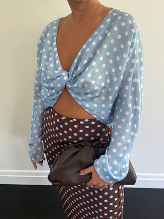 Tillie Top, Blue Polka Dot
