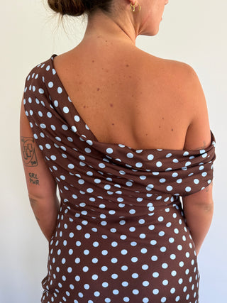 Leo Dress, Chocolate Polka Dot