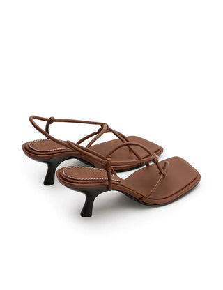 lily heel, la tribe, brown low heel, comfortable brown heel, strappy mule, brown mule