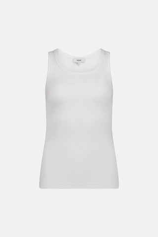white ribbed tank top that is bra friendly