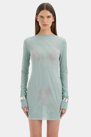 Blue mesh mini dress