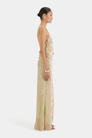 Mint and peach floral maxi skirt.