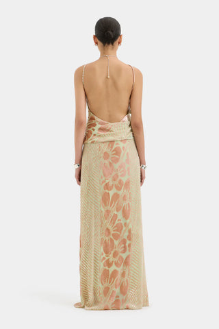  Mint and peach floral maxi skirt.